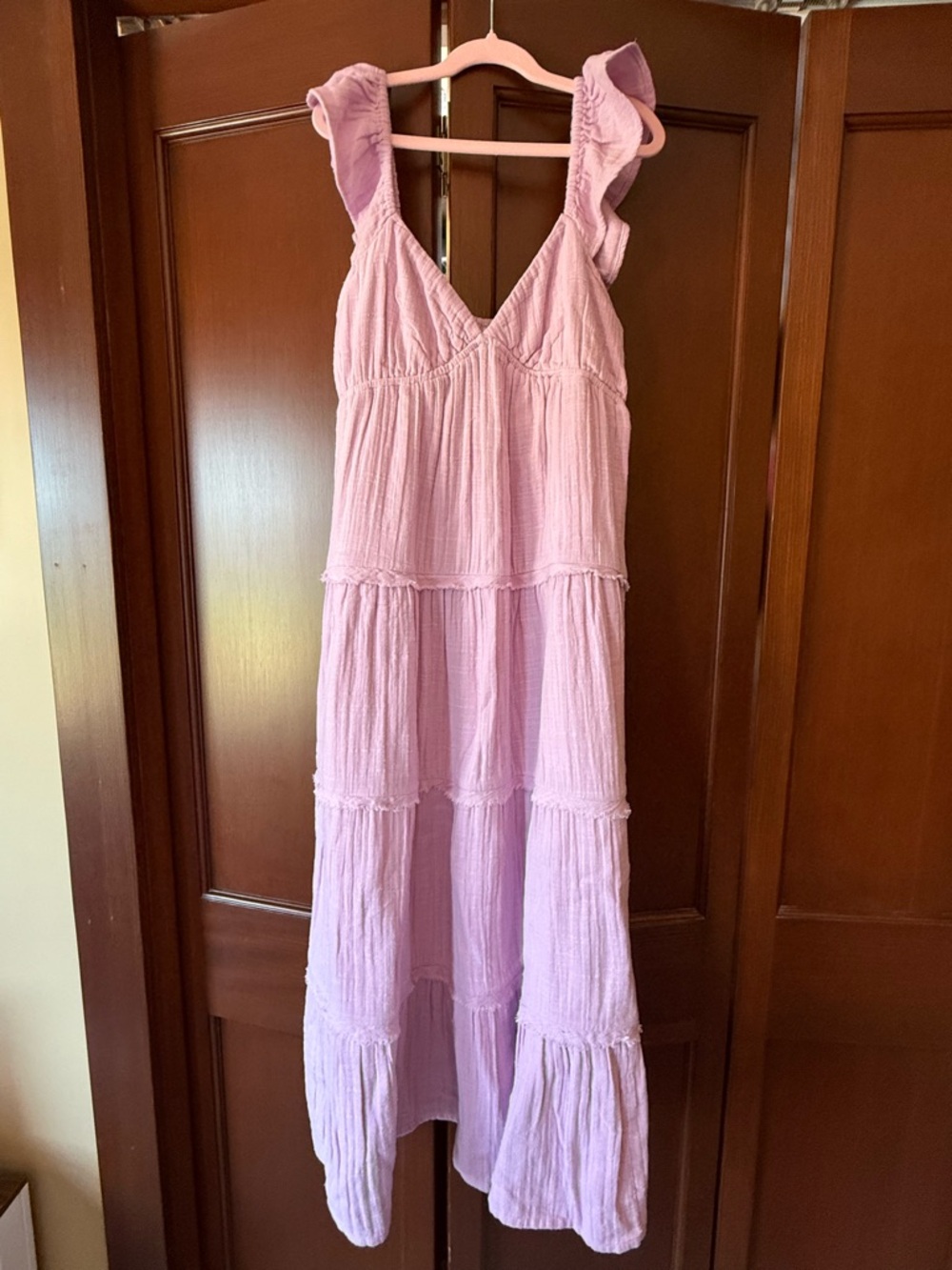 Roxy Lilac Smocked Maxi Dress with Ruffle Straps